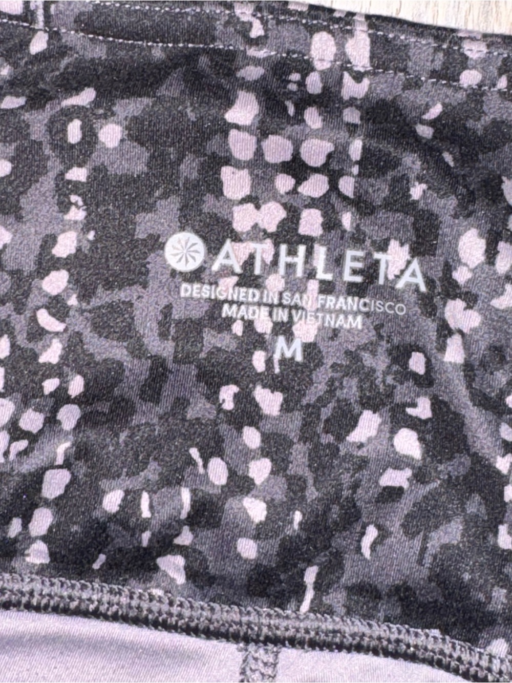 Athleta Printed High Rise Leggings Black Gray Pink Size Medium